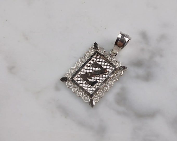 Womens Sterling Silver Initial Letter " Z " Pendant 1.0g E4896