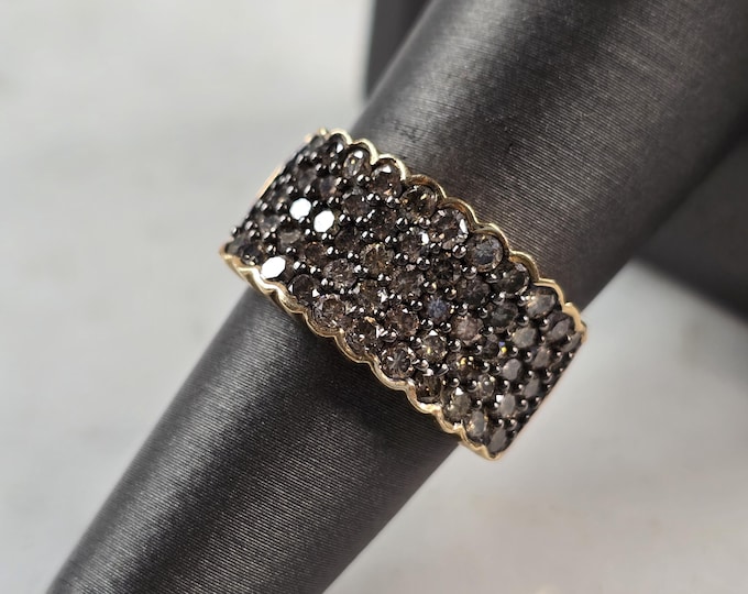 Womens Estate 10K Yellow Gold Chocolate Diamond Ring 5.0g E3975