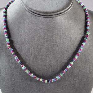 Women Vintage Sterling Silver Natural Emerald Ruby Sapphire Necklace 16.4g E6103