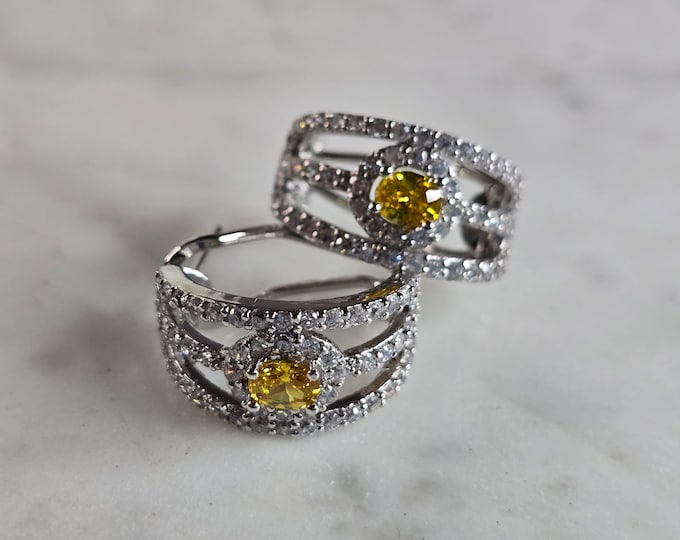 Womens Estate Sterling Silver Golden Beryl Earrings 6.6g E7877