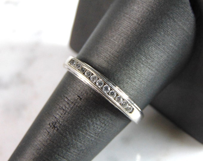 Womens Vintage Estate Sterling Silver CZ Ring 1.8g E2675