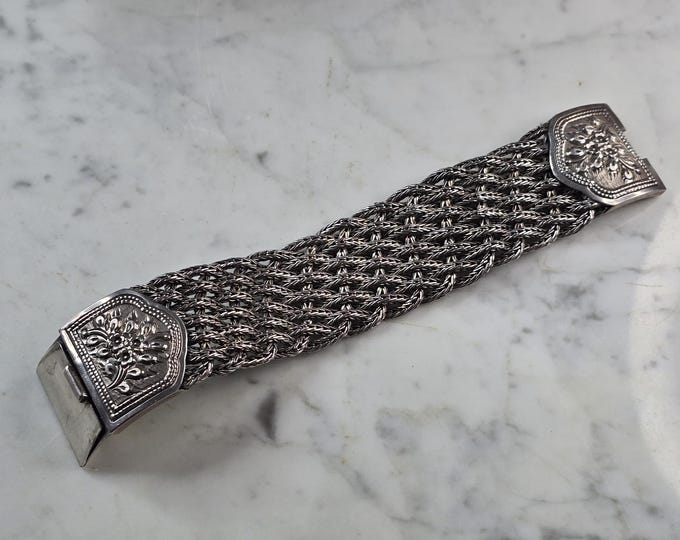 Womens Vintage Estate Sterling Silver Braided Mesh Bracelet 130.8g E5547