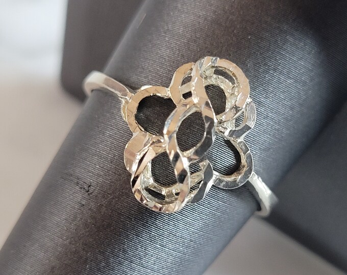 Womens Vintage Estate Sterling Silver Modernist Infinity Knot Ring 1.8g E4653