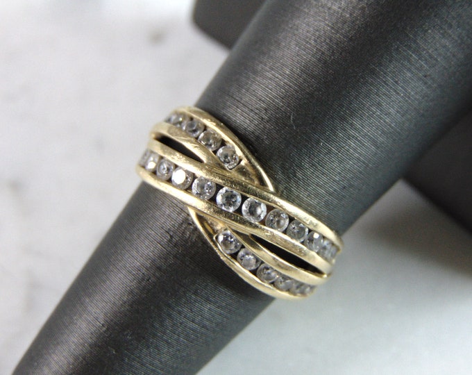 Womens Vintage Estate 14K Yellow Gold CZ Ring 3.8g E757