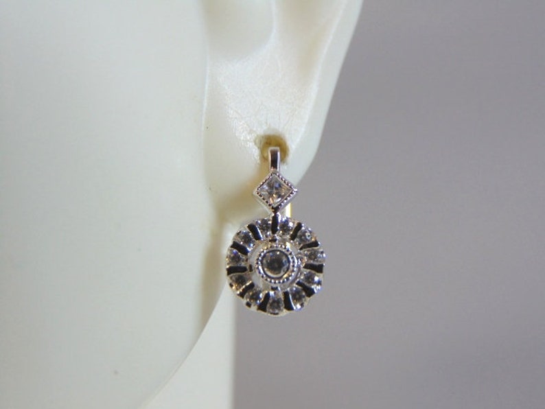 Womens Vintage Estate Sterling Silver CZ Earrings 2.6g E1845
