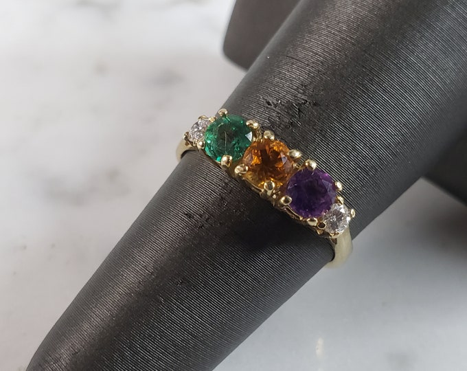 Womens Vintage Estate 14K Yellow Gold Gemstone Tiara Ring  2.2g #E6220