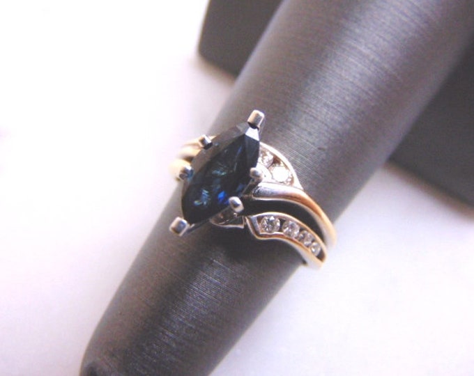 Womens Estate 14K White Gold Sapphire & Diamond Ring 4.7g E747
