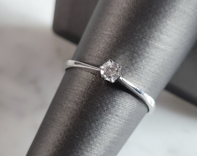 Womens Estate Sterling Silver CZ Ring 1.1g E6666