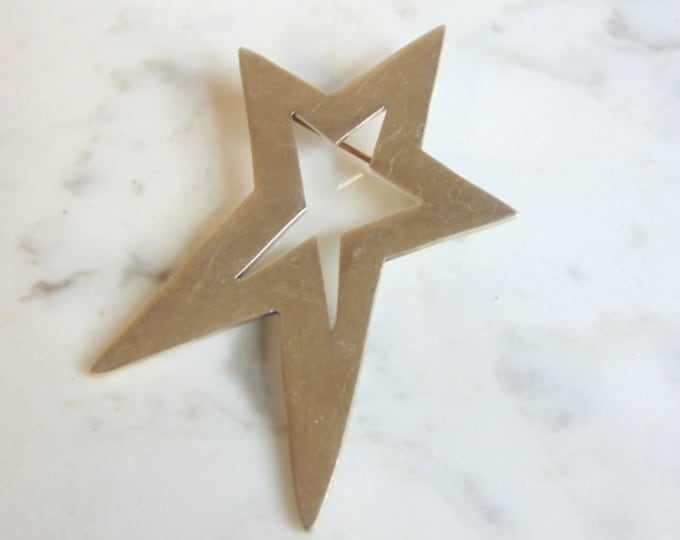 Womens Vintage Estate Sterling Silver Star Brooch 17.8g E5768