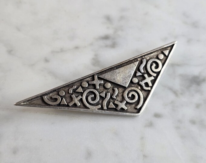 Womens Vintage Estate Sterling Silver Modernist Brooch 8.5g E4470