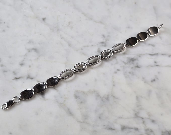 Womens Vintage Estate Sterling Silver Modernist Link Bracelet 20.5g E7285