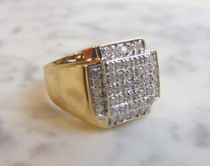 Mens Vintage Estate 10k Gold Diamond Ring 7.7g E2834