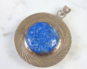 Womens Vintage Estate Sterling Silver Lapis & Malachite Pendant 34.8g E2627