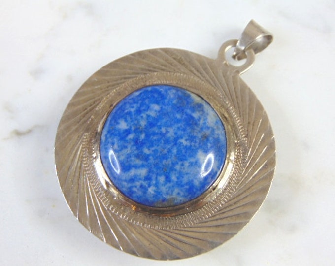 Womens Vintage Estate Sterling Silver Lapis & Malachite Pendant 34.8g E2627