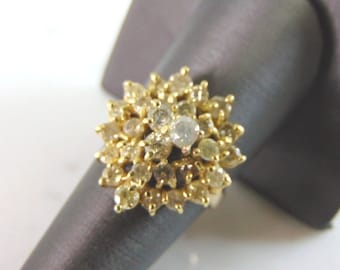 Womens Vintage Estate 14k Yellow Gold Diamond Cocktail Ring 6.7g #E1619