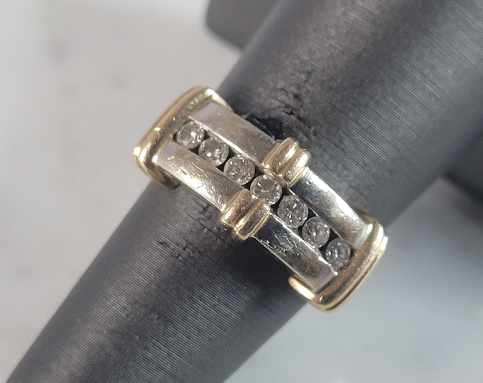 Womens Vintage Estate 14K Yellow & White Gold Diamond Ring 7.2g E6544