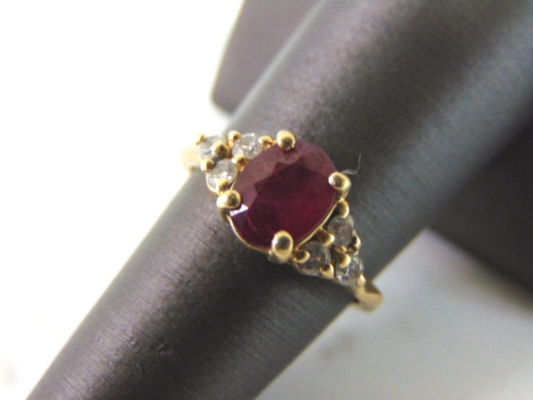 Womens Vintage Estate 14k Yellow Gold Ruby & Diamond Ring 3.2g E5798 - Etsy