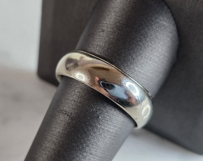 Mens Vintage Estate 14K White Gold Wed Lok Wedding Band Ring, 8.4g E7278