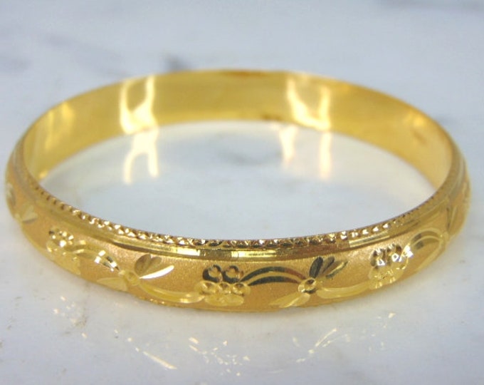 Womens Vintage Estate 22K Yellow Gold Bangle Bracelet 13.7g E5015