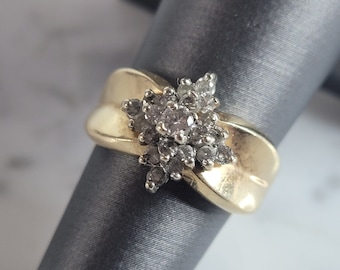 Womens Vintage Estate 14K Yellow Gold Diamond Ring 6.9g E6900