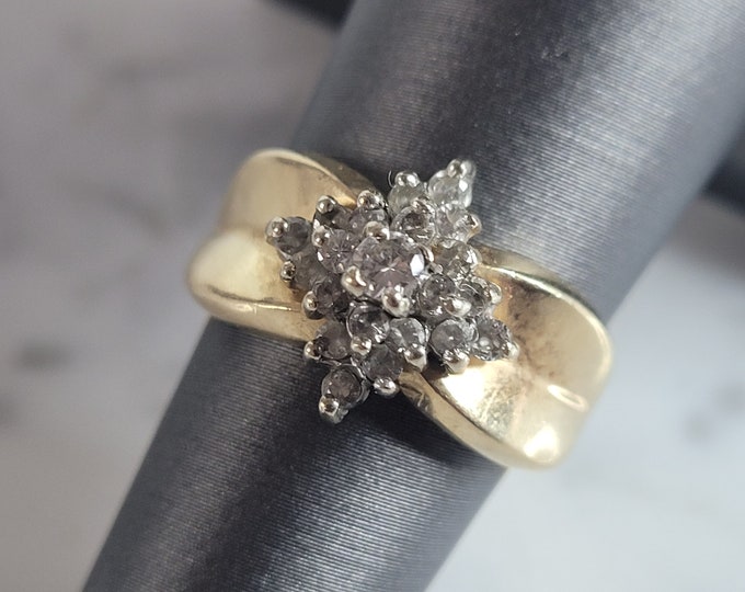 Womens Vintage Estate 14K Yellow Gold Diamond Ring 6.9g E6900