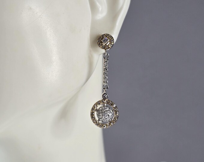Womens Vintage Estate Sterling Silver CZ Earrings 3.1g #E1148