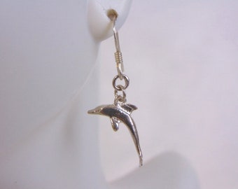 Womens Vintage Estate Sterling Silver Dolphin Earrings 2.7g #E4456