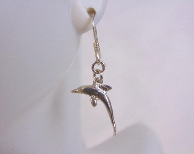 Womens Vintage Estate Sterling Silver Dolphin Earrings 2.7g #E4456
