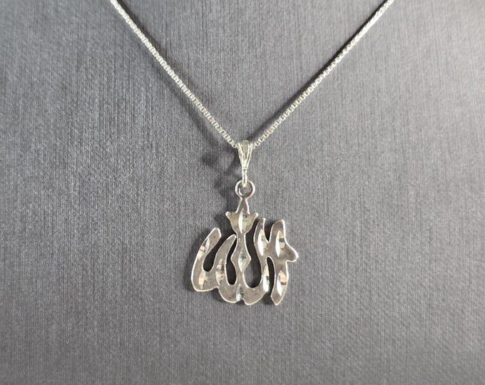 Vintage Estate Sterling Silver Muslim Allah Pendant Necklace 5.3g E3037