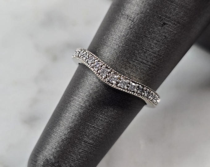 Womens Vintage Estate 14k White Gold Diamond Ring 2.1g E3429