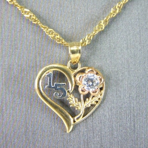 Womens Vintage Estate 14K Yellow Gold Heart Pendant Necklace 3.9g E5172