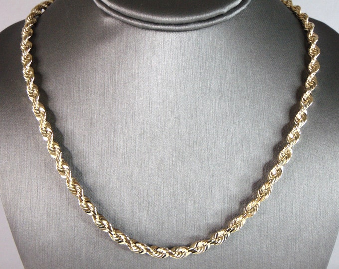 Mens Vintage Estate 14K Yellow Gold Rope Chain Necklace 61.4g E2630