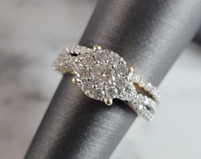Womens Vintage Estate 14K Yellow Gold Diamond Ring Set, 4.2g E6773