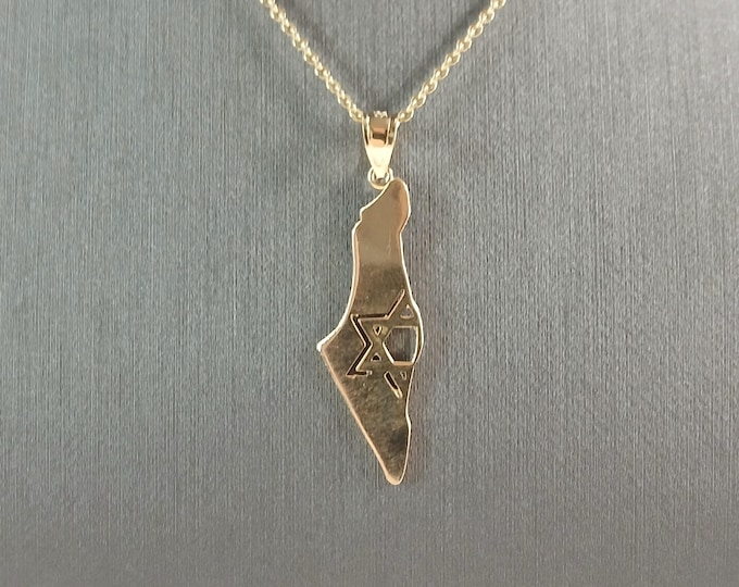 Sterling Silver Gold Tone Jewish Judaica Star of David Israel Pendant 3.1g E3799