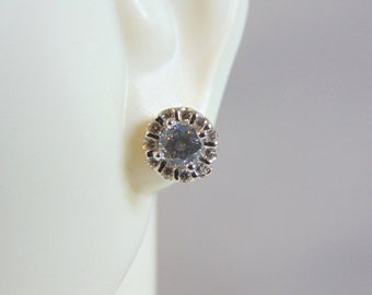 Womens Vintage Estate Sterling Silver CZ Earrings 1.7g E1854