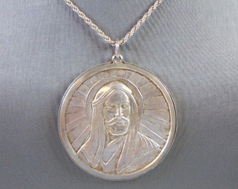 Vintage Estate Sterling Silver Necklace W/ Muslim Pendant 41.9g E5064