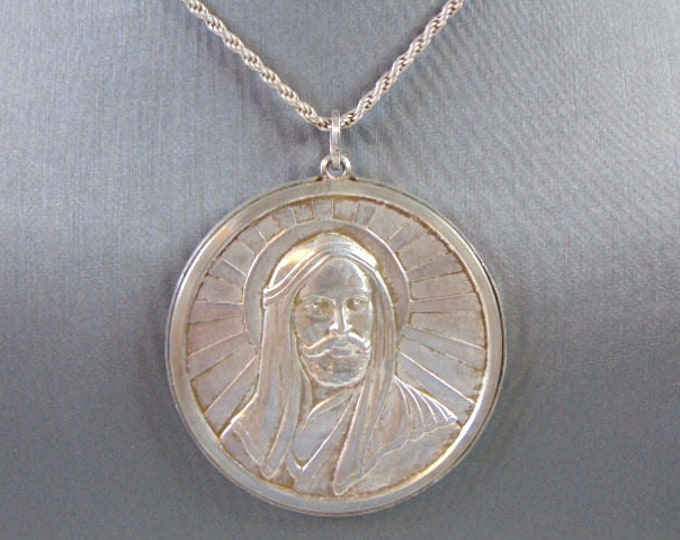 Vintage Estate Sterling Silver Necklace W/ Muslim Pendant 41.9g E5064