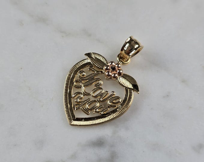Womens Vintage Estate 14k Mixed Gold Love Heart Pendant 1.9g E4226