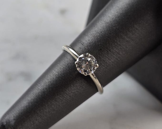 Womens Vintage Estate 14K White Gold Diamond Engagement Ring, 2.0g E5866