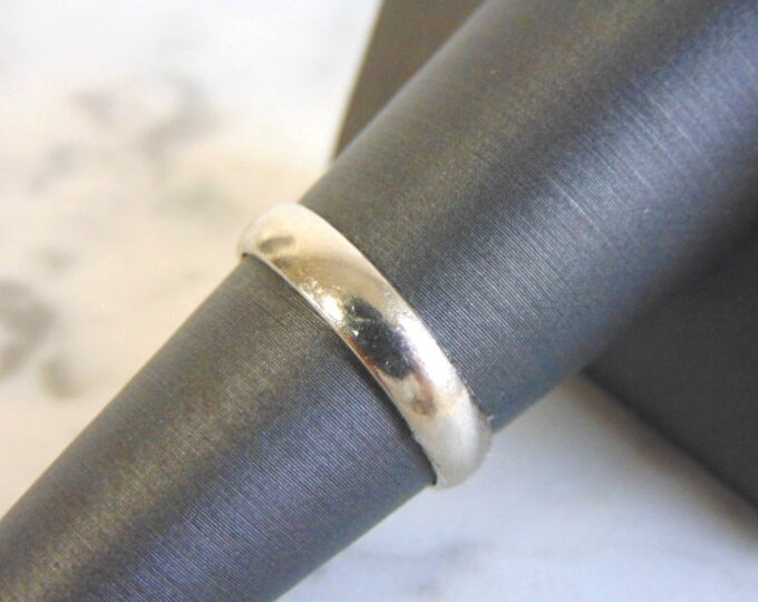 Mens Vintage Estate 14K White Gold Wedding Band Ring, 2.5g E4162