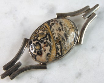 Womens Vintage Estate Sterling Silver Anne Harvey Jasper Brooch 20g E5385