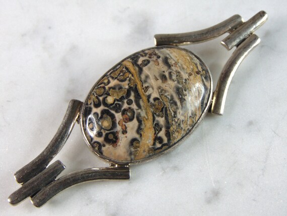 Womens Vintage Estate Sterling Silver Anne Harvey Jasper Brooch 20g E5385