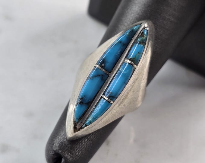 Womens Vintage Estate Sterling Silver Turquoise Southwestern Ring 20.8g E3720
