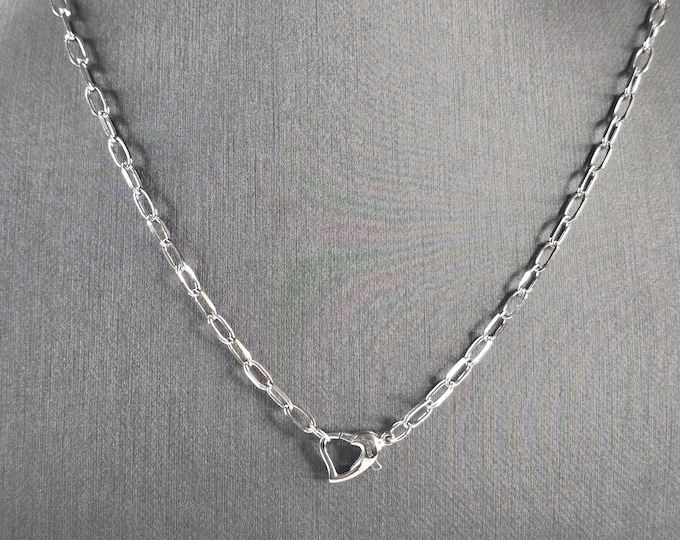 Womens Sterling Silver Heart Necklace 6.0g E6884