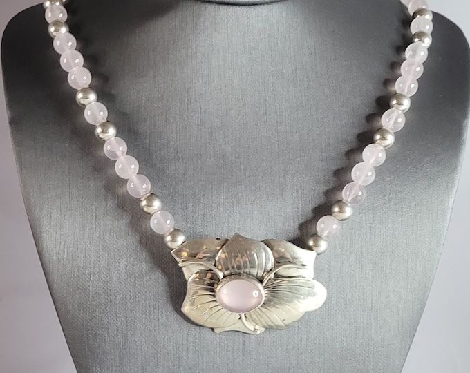 Womens Vintage Carol Felley Sterling Silver Floral Pendant Necklace 63.0g E6921