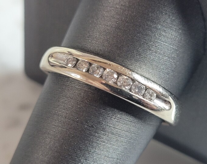 Mens Vintage Estate 10k White Gold Diamond Ring 3.9g #E6797