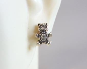 Womens Vintage Estate Sterling Silver Bear Earrings 1.2g E1493