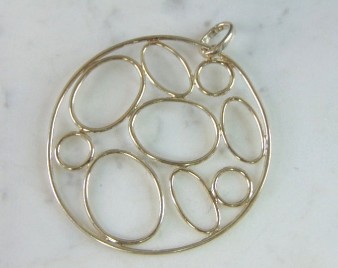 Womens Vintage Estate Sterling Silver Modernist Pendant 19.8g E3142