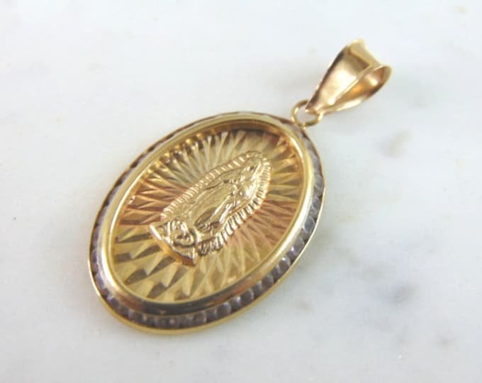 Vintage Estate 14K Mixed Gold Religious Pendant 2.2g #E3401