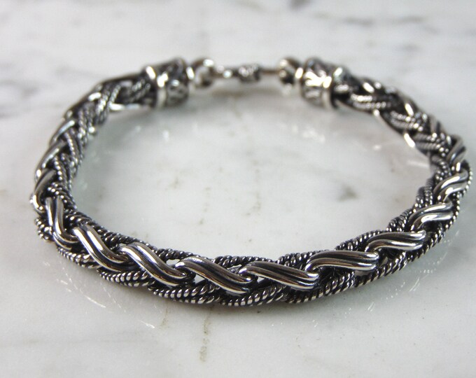 Womens Vintage Estate Sterling Silver Modernist Bracelet 35g E2146